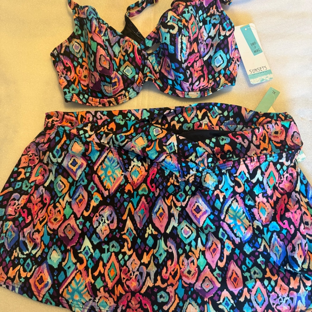 Sunsets Colorful Patterned Bikini Set - image 1